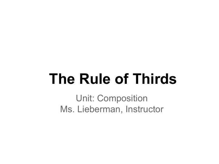 the rule of thirds