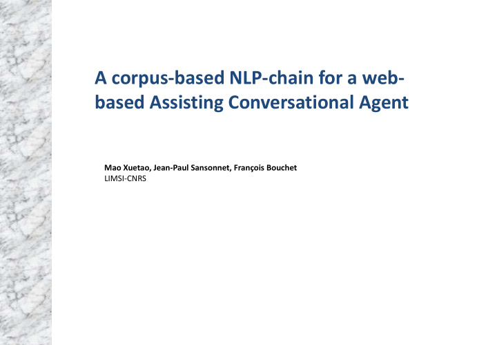 a corpus based nlp chain for a web based assisting