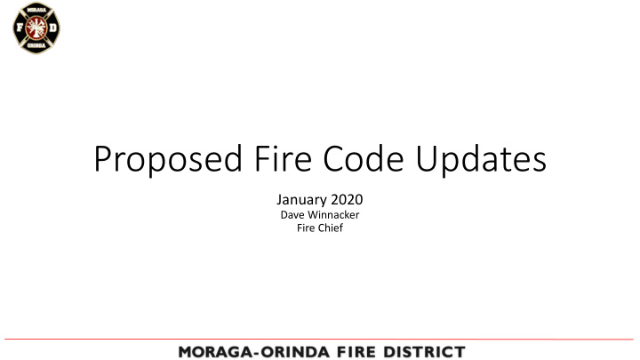 proposed fire code updates