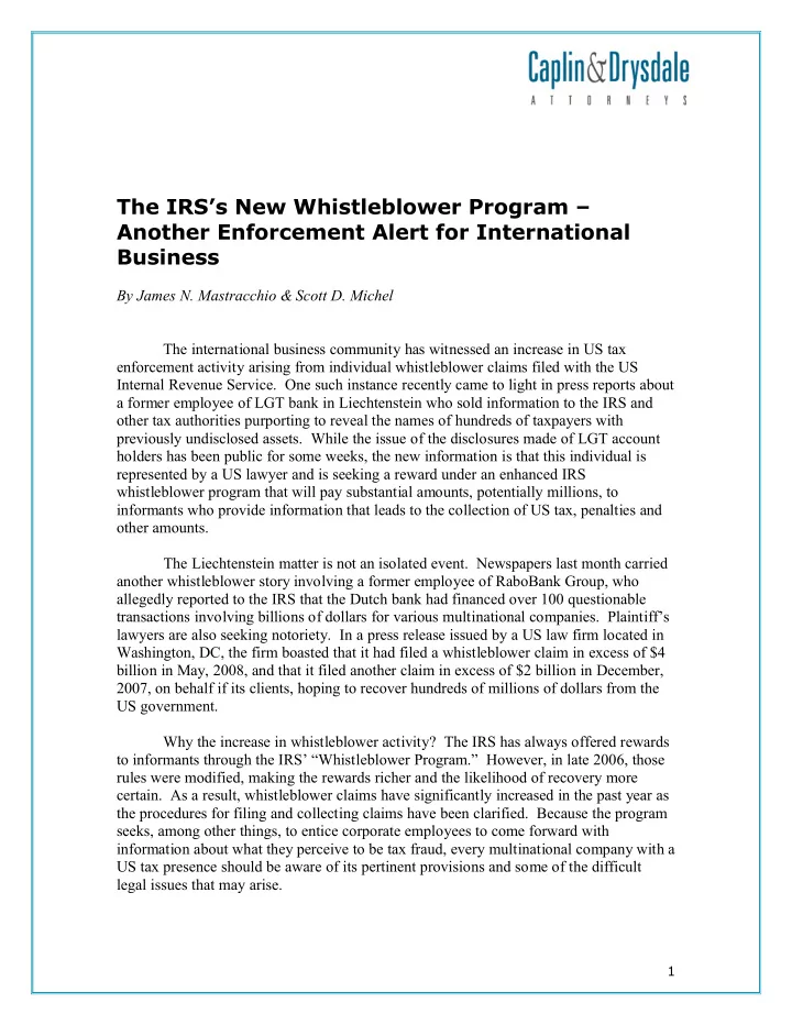 the irs s new whistleblower program another enforcement