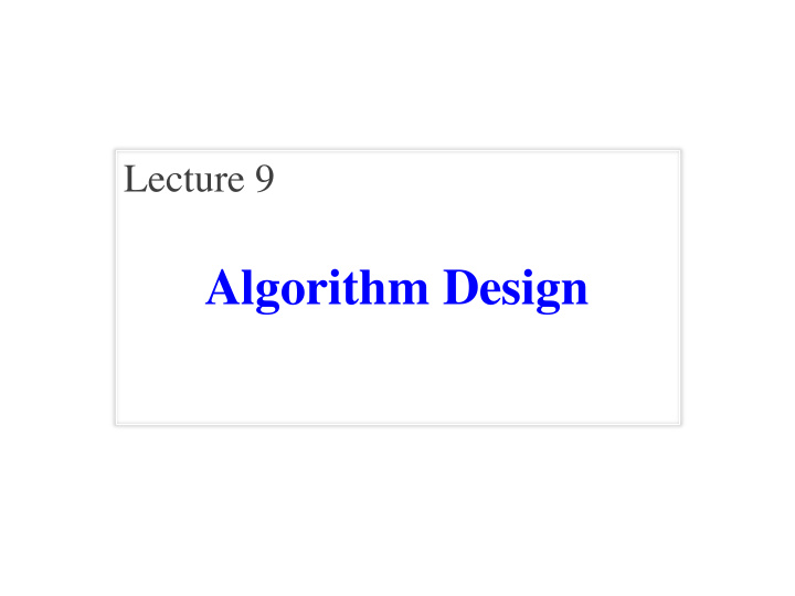 algorithm design announcements for today