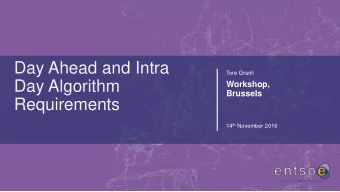 Day Algorithm  Workshop,  Brussels  Requirements 14 th November 2016  Background  In accordance