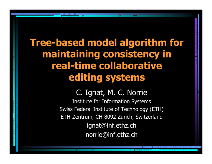 tree based model algorithm for maintaining consistency in