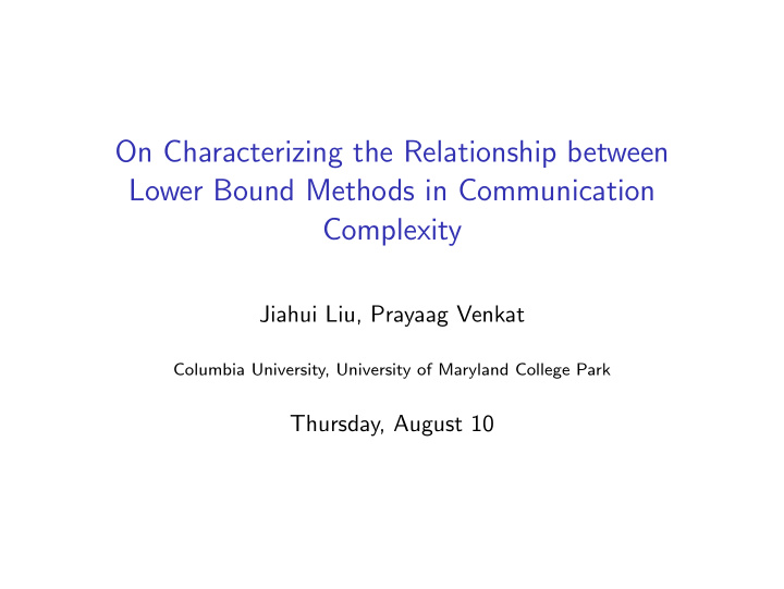 on characterizing the relationship between lower bound