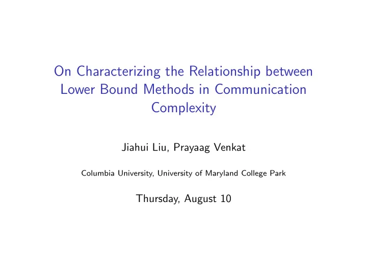 on characterizing the relationship between lower bound