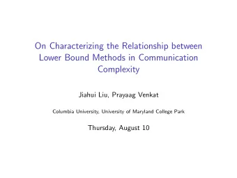 On Characterizing the Relationship between  Lower Bound Methods in Communication  Complexity