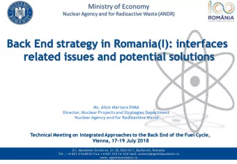 Back End strategy in Romania(I): interfaces  related issues and potential solutions  Ms. Alice