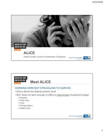 ALICE  Asset Limited, Income Constrained, Employed  Heart of Florida United Way  www.HFUW.org  Meet