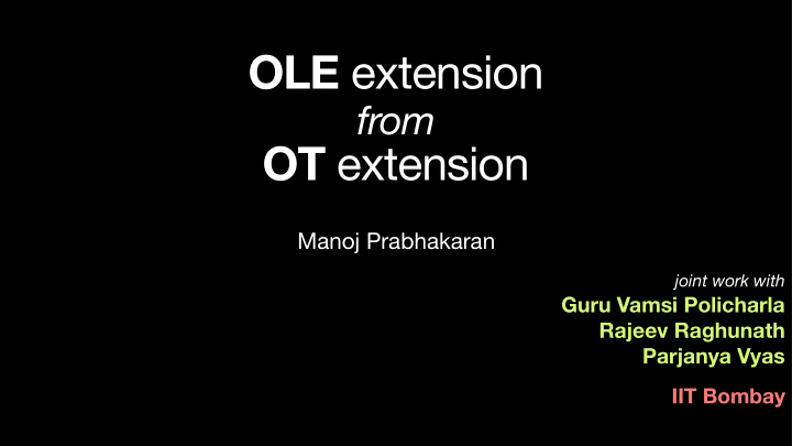 ole extension from ot extension