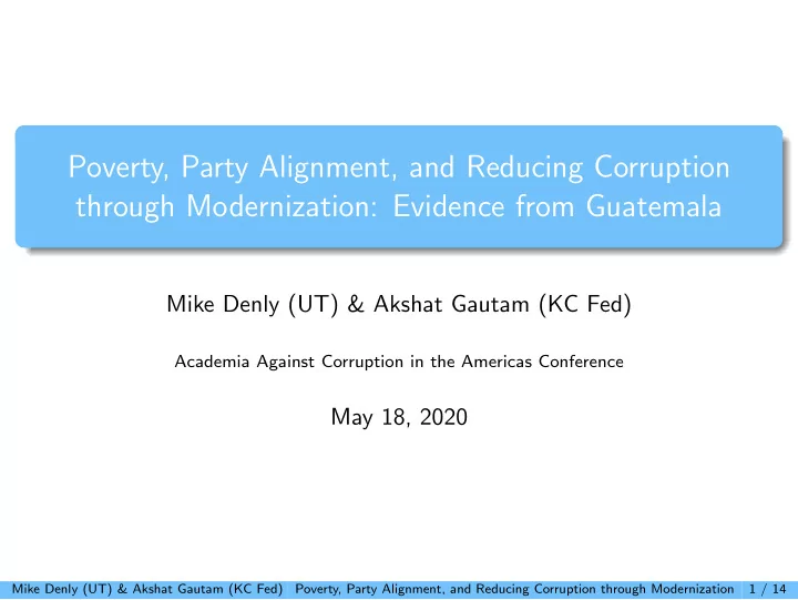 poverty party alignment and reducing corruption through