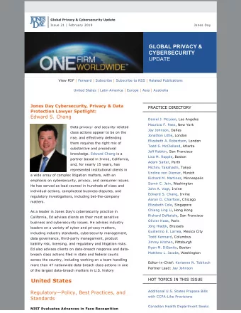 GLOBAL PRIVACY &amp;  CYBERSECURITY  UPDATE View PDF | Forward | Subscribe | Subscribe to RSS |