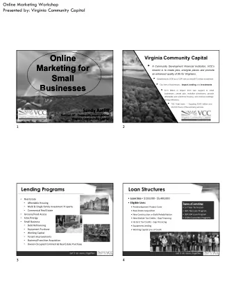 Online  Online  Virginia Community Capital    Marketing for  Marketing for  A Community