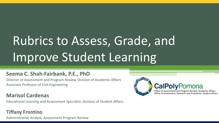 rubrics to assess grade and improve student learning