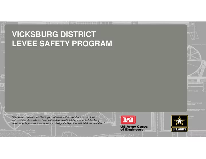 vicksburg district levee safety program