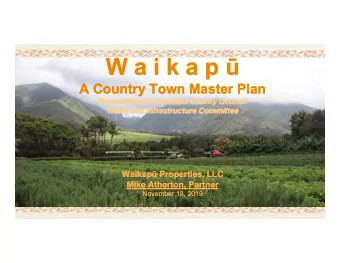 W a i k a p   W a i k a p   A Country Town Master Plan  A Country Town Master Plan