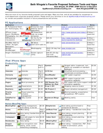 Beth Wingates Favorite Proposal Software Tools and Apps  Beth Wingate, AF.APMP, APMP Director of