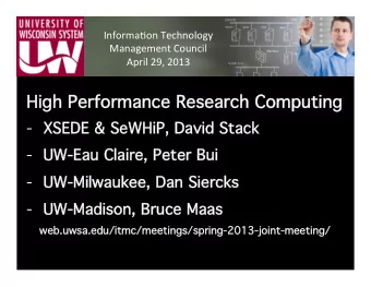 High Perfor  orma  mance Re  Research Comp omputing  - XSE  SEDE &amp; Se  SeWHiP, David St