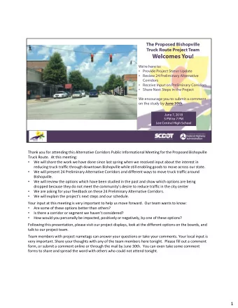 Welcomes You!  Were here to:  Provide Project Status Update  Review 24 Preliminary