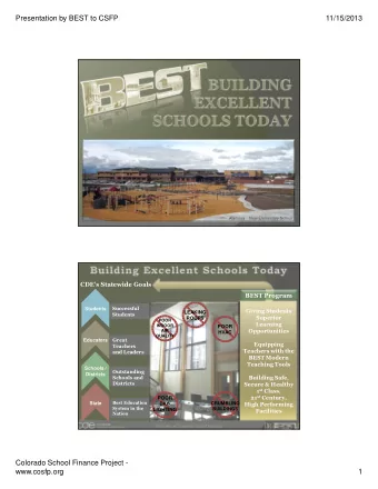 Presentation by BEST to CSFP  11/15/2013  Alamosa  - New Elementary School