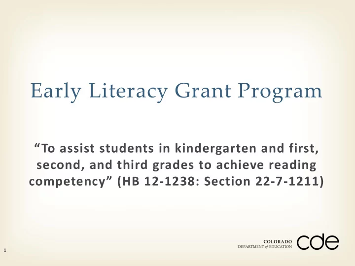 early literacy grant program