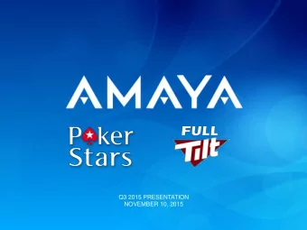 NOVEMBER 10, 2015  CAUTION REGARDING  FORWARD LOOKING STATEMENTS  Cautionary Note Regarding Forward