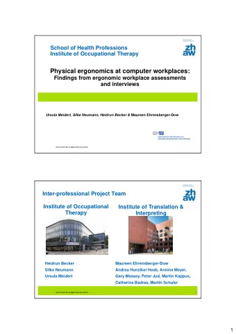 Physical ergonomics at computer workplaces:  Findings from ergonomic workplace assessments  and