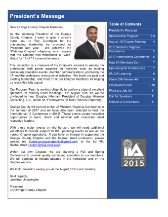 Sponsorship Program  Dear valued member,  We trust that your 2016 year is going better than you