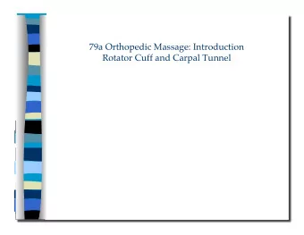 79a Orthopedic Massage: Introduction  Rotator Cuff and Carpal Tunnel  79a Orthopedic Massage: