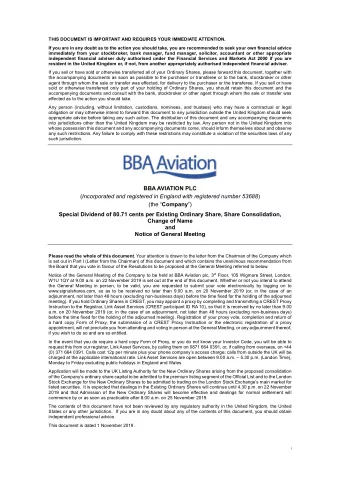 BBA AVIATION PLC ( Incorporated and registered in England with registered number 53688 ) (the