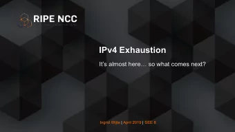 IPv4 Exhaustion  Its almost here so what comes next?  Ingrid Wijte | April 2019 | SEE 8