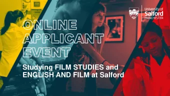 ENGLISH AND FILM at Salford  Martin and Kate  (Event hub:  3  Your Lecturers  Researchers who