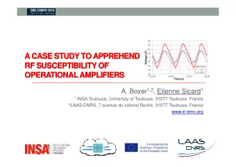 A CASE STUDY TO APPREHEND  A CASE STUDY TO APPREHEND  RF SUSCEPTIBILITY OF  RF SUSCEPTIBILITY OF