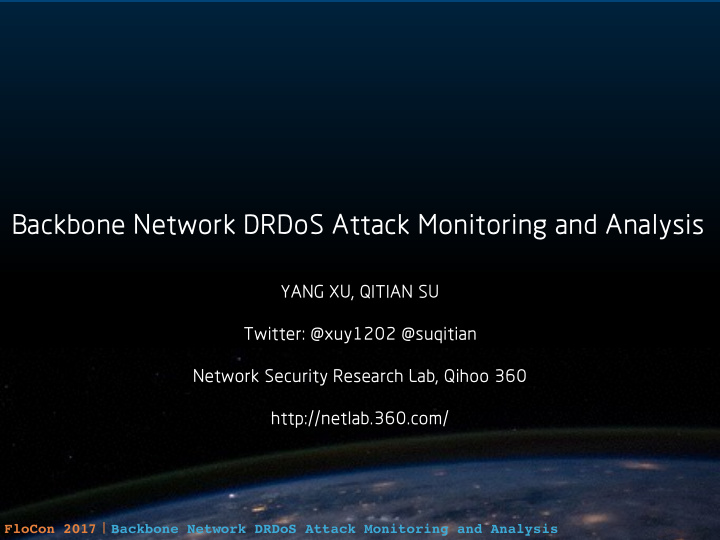 backbone network drdos attack monitoring and analysis