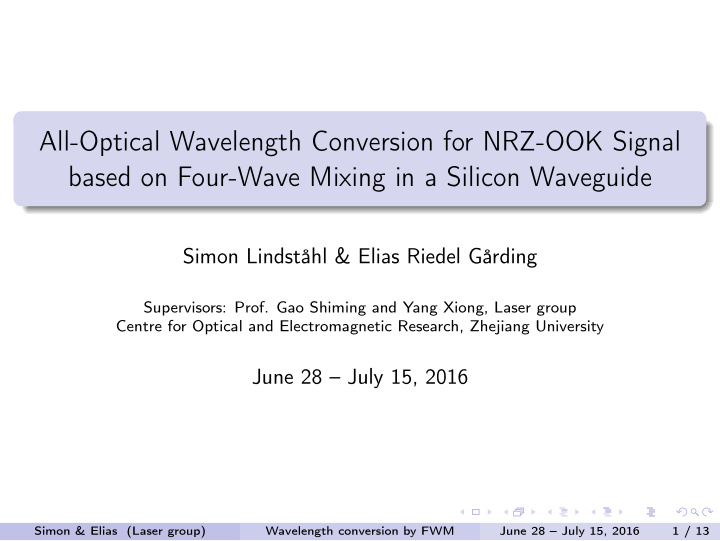 all optical wavelength conversion for nrz ook signal