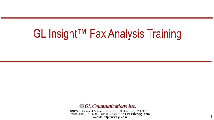 gl insight fax analysis training