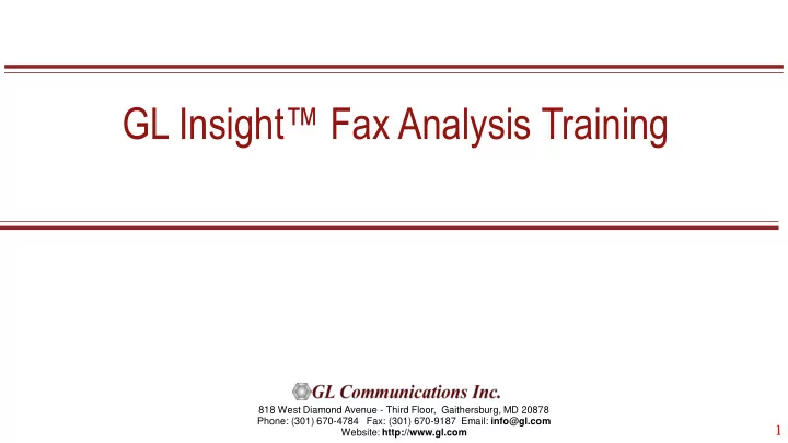 gl insight fax analysis training