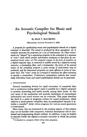 An Acoustic Compiler for Music and  Psychological Stimuli By MAX V. MATHEWS (Manuscript received