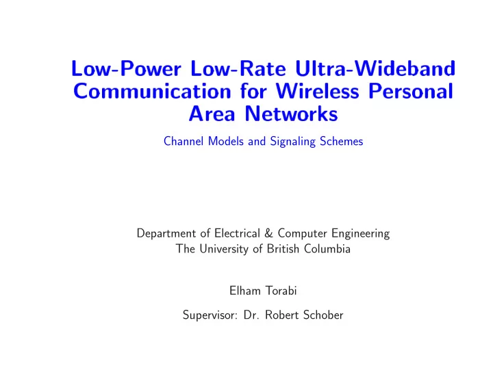 channel models and signaling schemes department of