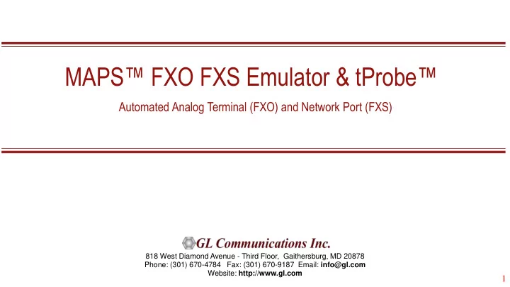 maps fxo fxs emulator tprobe