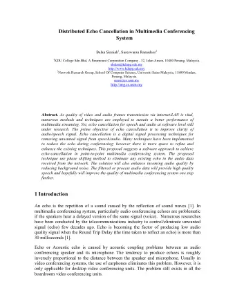 Distributed Echo Cancellation in Multimedia Conferencing  System Balan Sinniah 1 , Sureswaran