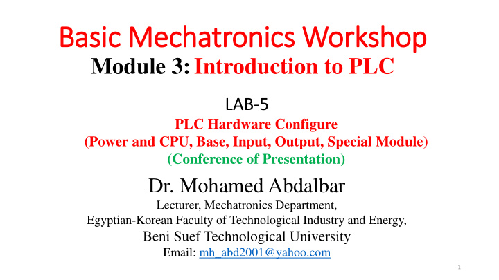 basic mechatronics workshop