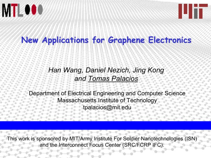 new applications for graphene electronics new