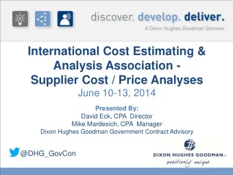 International Cost Estimating &amp;  Analysis Association -  Supplier Cost / Price Analyses  June