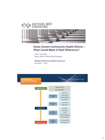 Home Grown Community Health Efforts   What Could Make A Real Difference?  Karen Timberlake