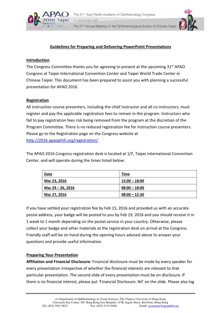 guidelines for preparing and delivering powerpoint