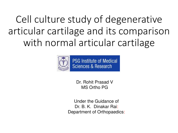 cell culture study of degenerative articular cartilage