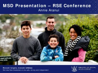 MSD Presentation  RSE Conference  Annie Aranui  Sam ple im age only  Contact design@msd.govt.nz