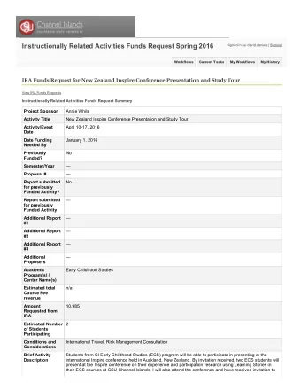 Instructionally Related Activities Funds Request Spring 2016  Signed in as: david.daniels | Signout