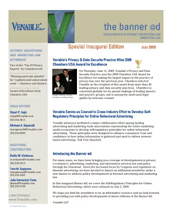 CONTENTS:  BEHAVIORAL ADVERTISING  Introduction  7  Definitions  9  I.  Education  12  II.