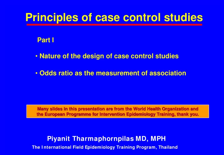 principles of case control studies